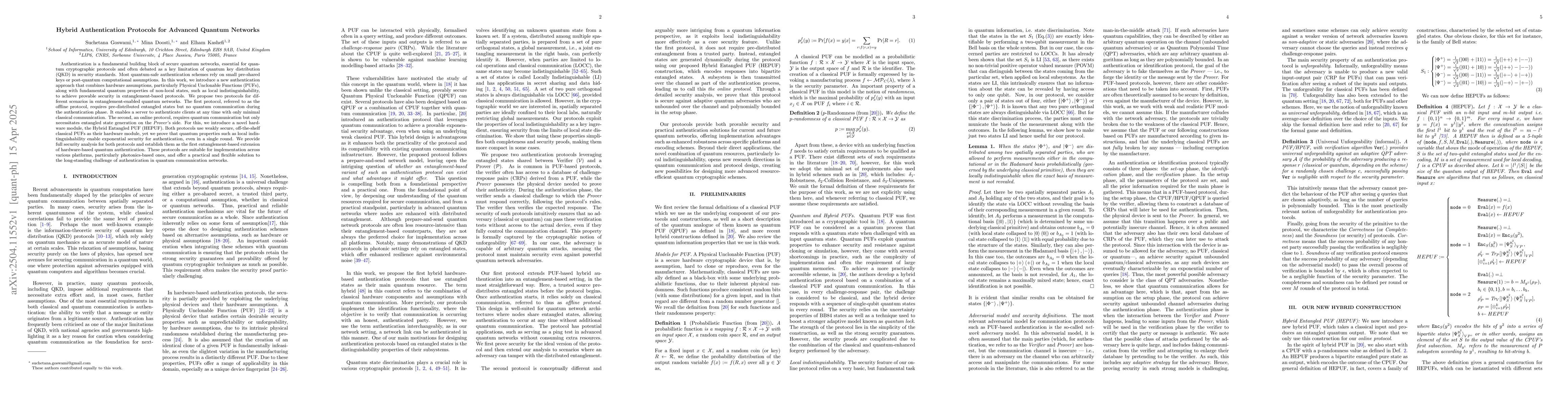 Thumbnail for Hybrid Authentication Protocols for Advanced Quantum Networks