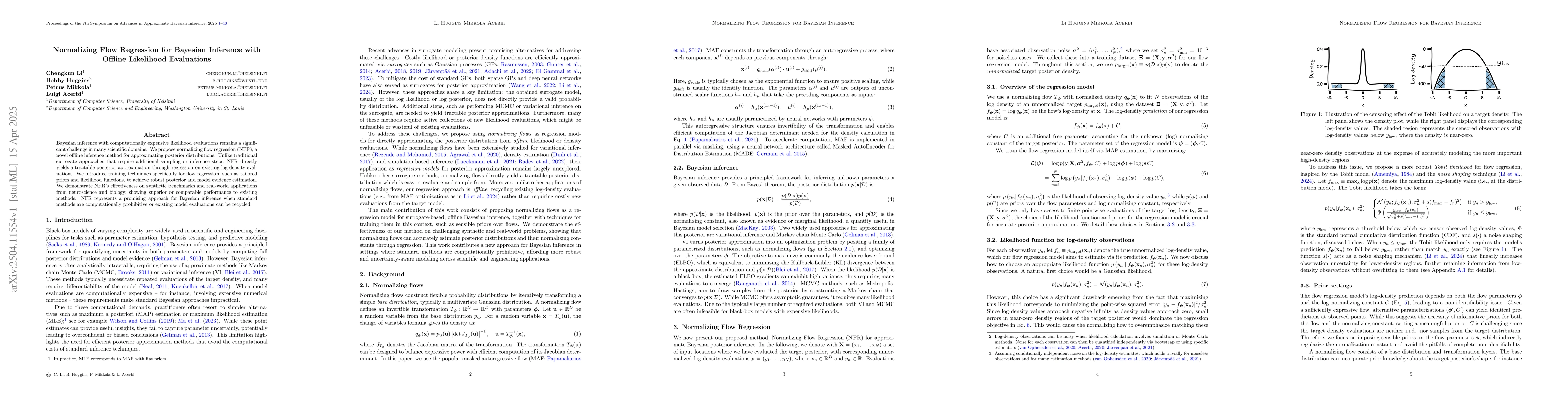 Thumbnail for Normalizing Flow Regression for Bayesian Inference with Offline
  Likelihood Evaluations