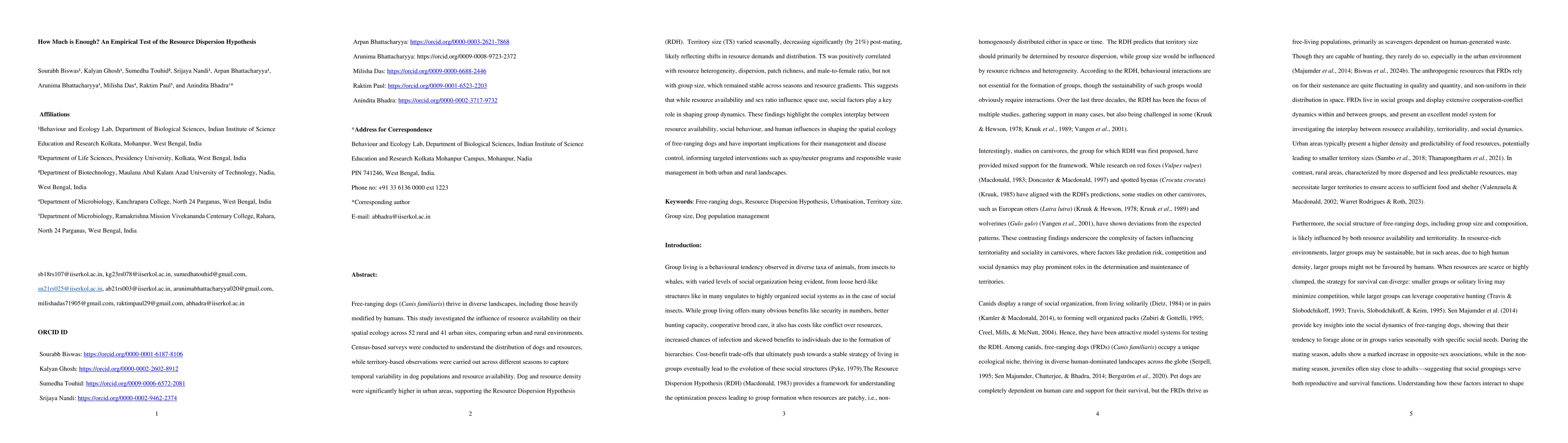 Thumbnail for How Much is Enough? An Empirical Test of the Resource Dispersion
  Hypothesis