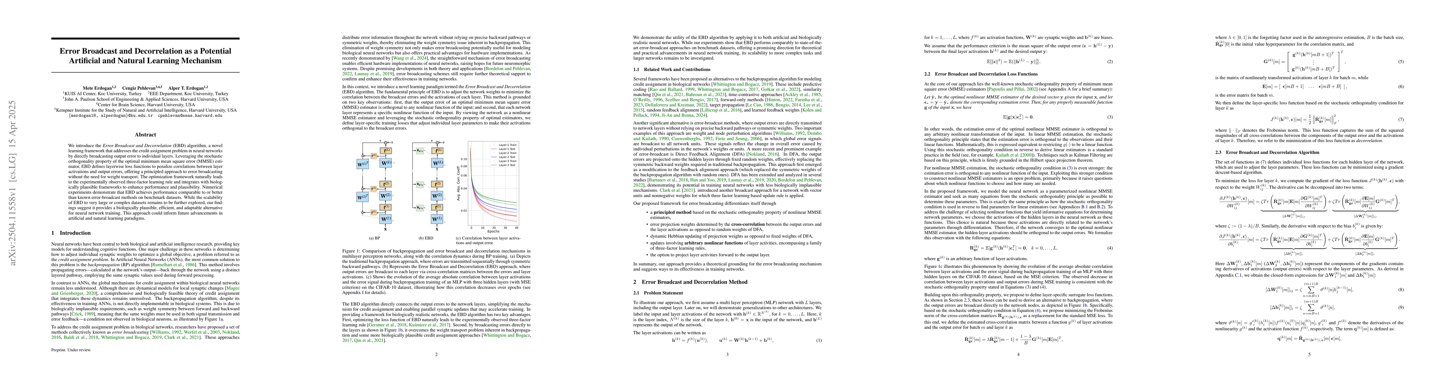 Thumbnail for Error Broadcast and Decorrelation as a Potential Artificial and Natural
  Learning Mechanism