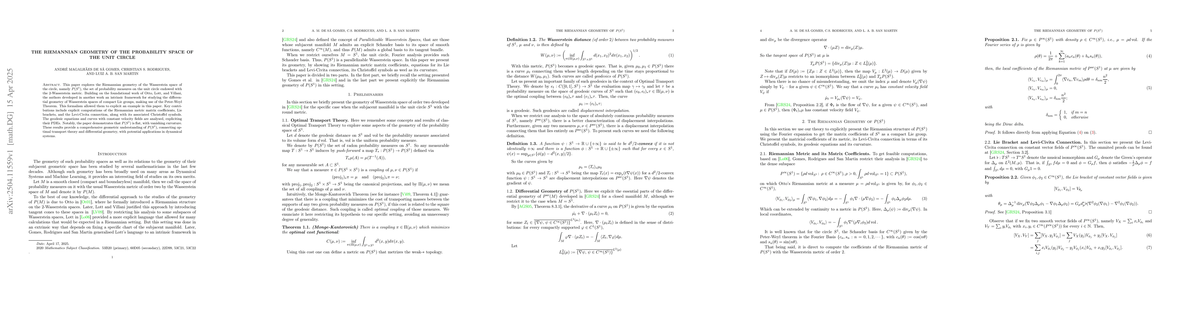 Thumbnail for The Riemannian geometry of the probability space of the unit circle