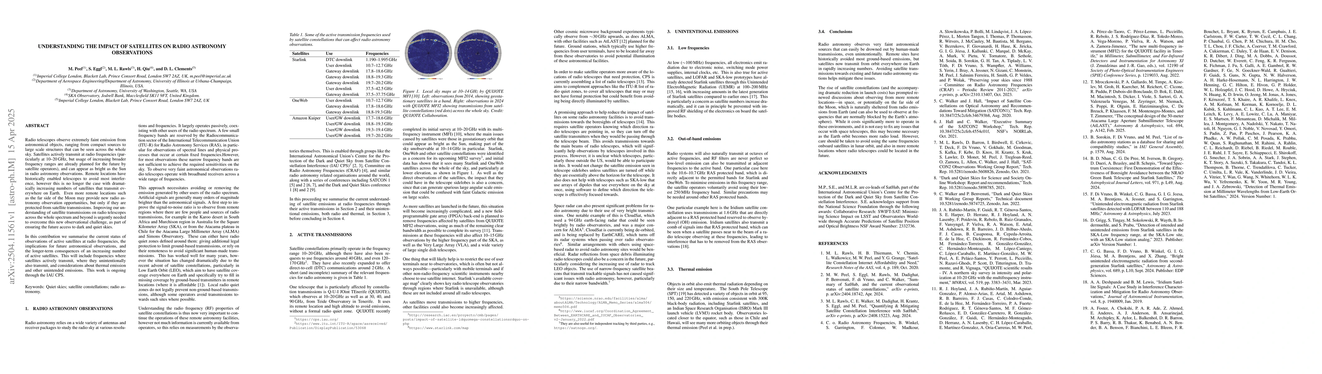 Thumbnail for Understanding the impact of satellites on radio astronomy observations