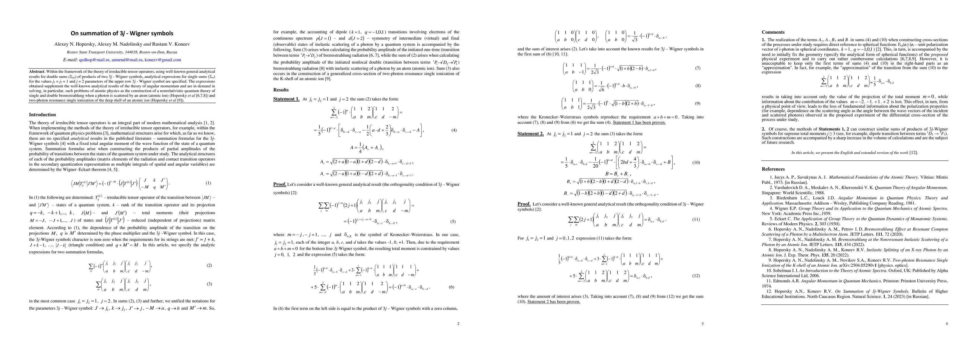Thumbnail for On summation of $3j$-Wigner symbols