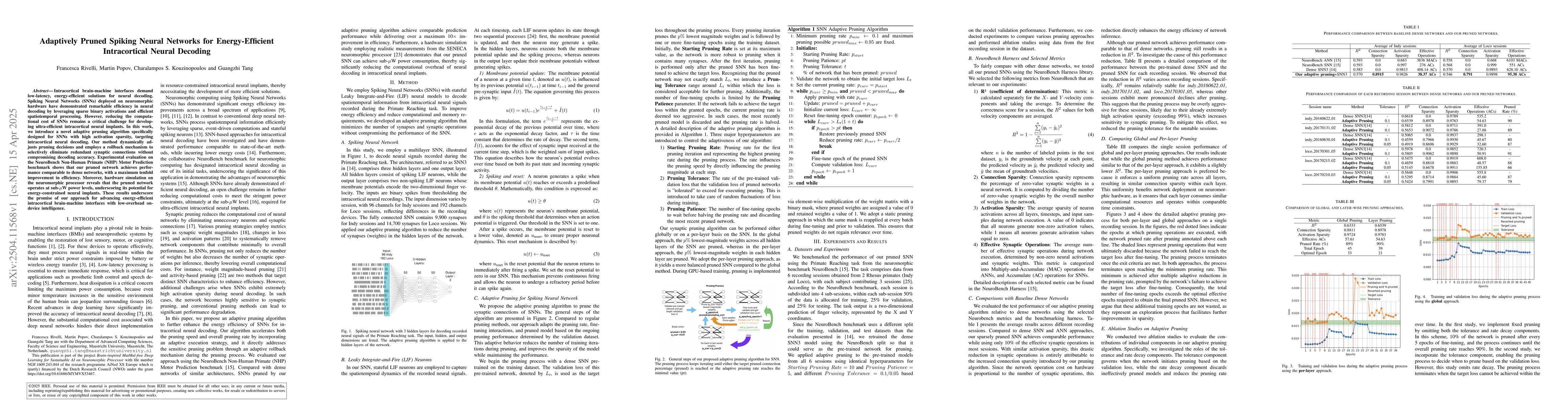Thumbnail for Adaptively Pruned Spiking Neural Networks for Energy-Efficient
  Intracortical Neural Decoding