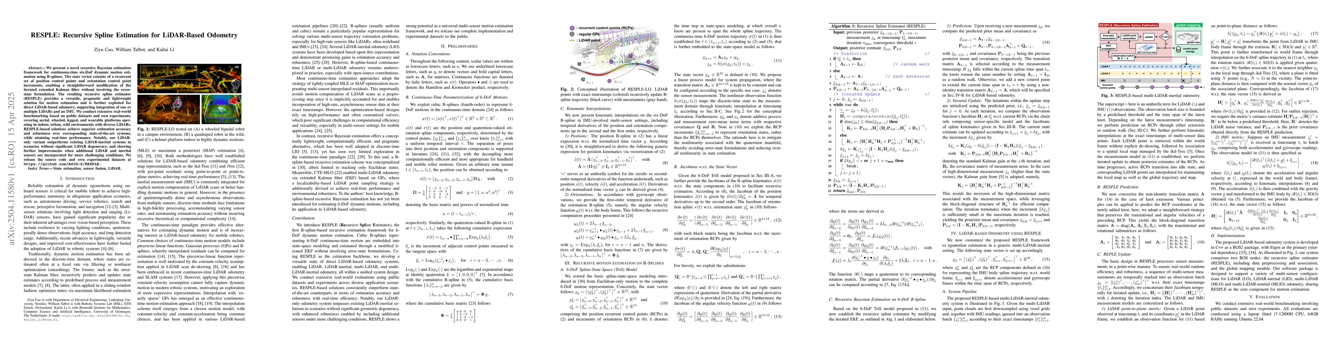 Thumbnail for RESPLE: Recursive Spline Estimation for LiDAR-Based Odometry