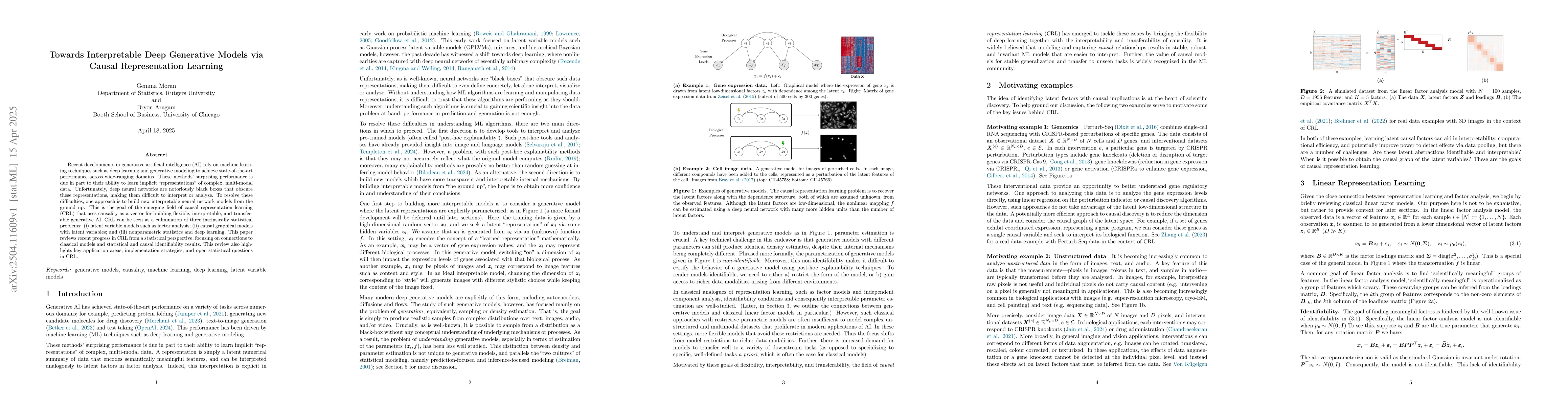 Thumbnail for Towards Interpretable Deep Generative Models via Causal Representation
  Learning