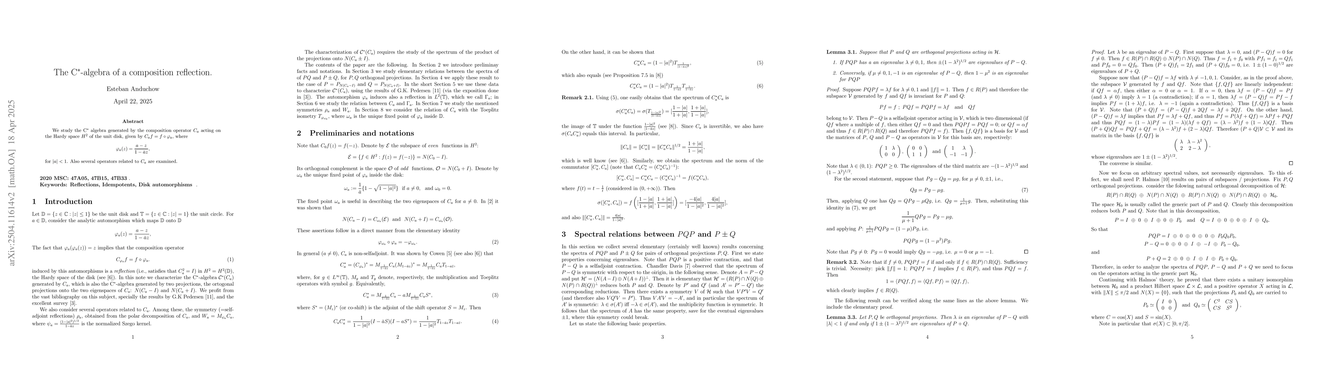 Thumbnail for The C$^*$-algebra of a composition reflection
