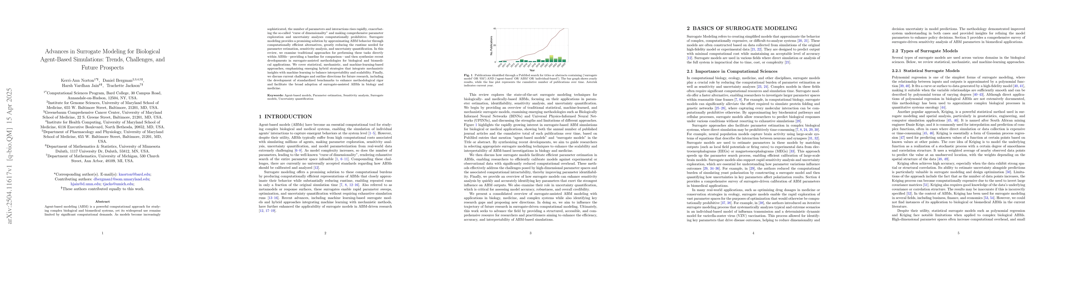 Thumbnail for Advances in Surrogate Modeling for Biological Agent-Based Simulations:
  Trends, Challenges, and Future Prospects