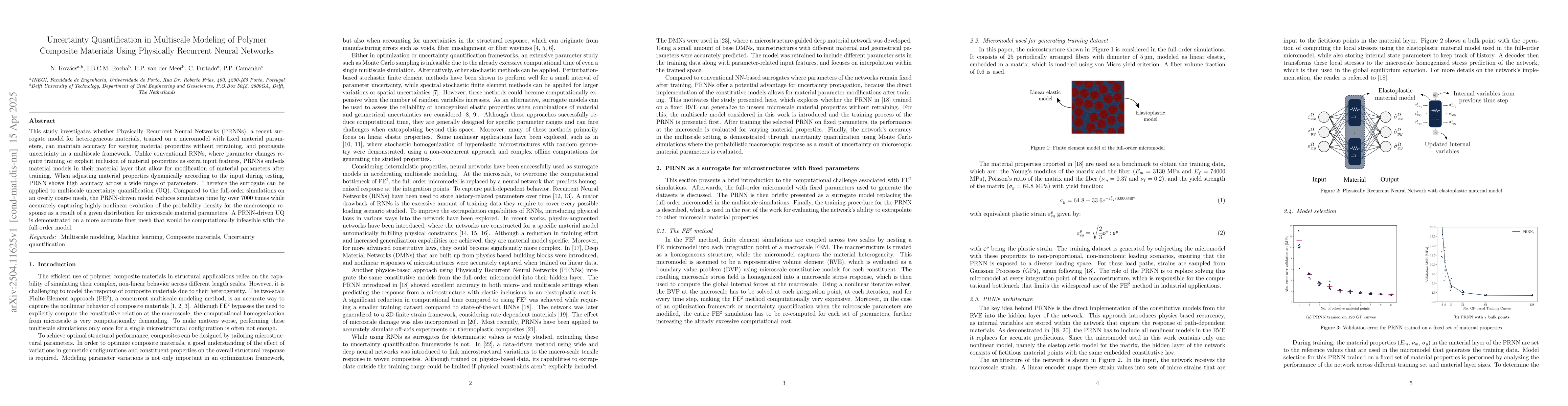 Thumbnail for Uncertainty Quantification in Multiscale Modeling of Polymer Composite
  Materials Using Physically Recurrent Neural Networks