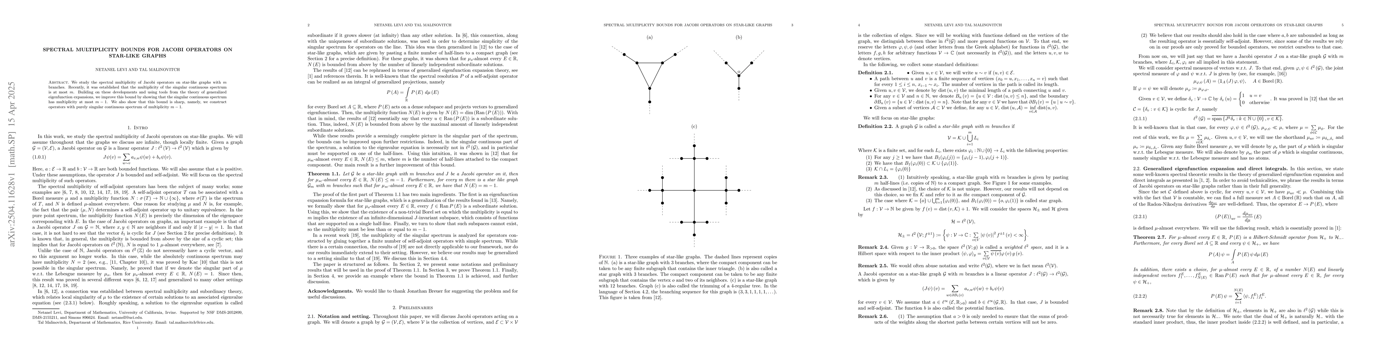 Thumbnail for Spectral Multiplicity Bounds for Jacobi Operators on Star-Like Graphs