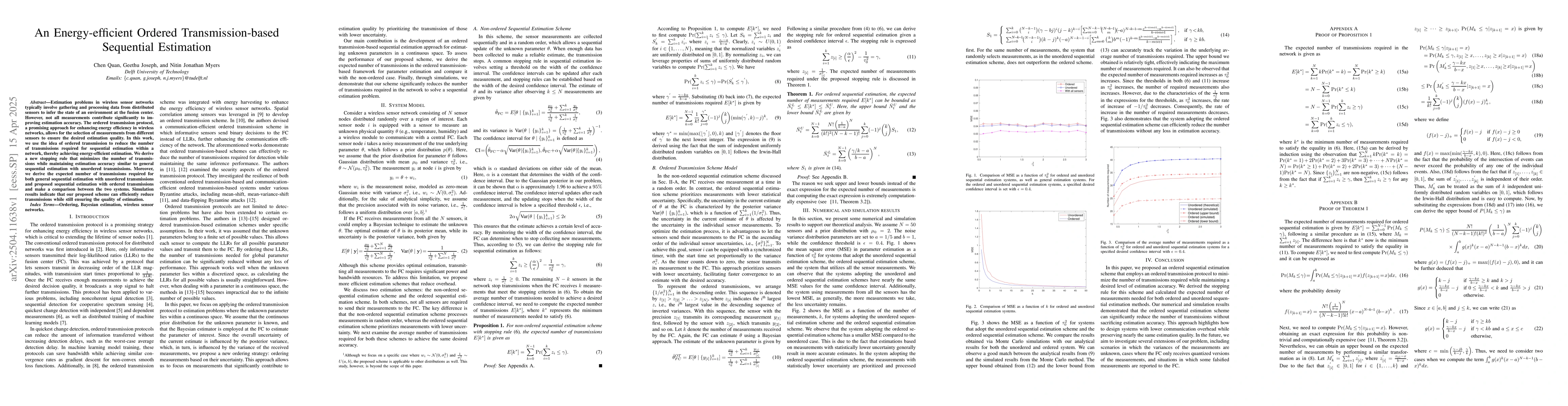 Thumbnail for An Energy-efficient Ordered Transmission-based Sequential Estimation