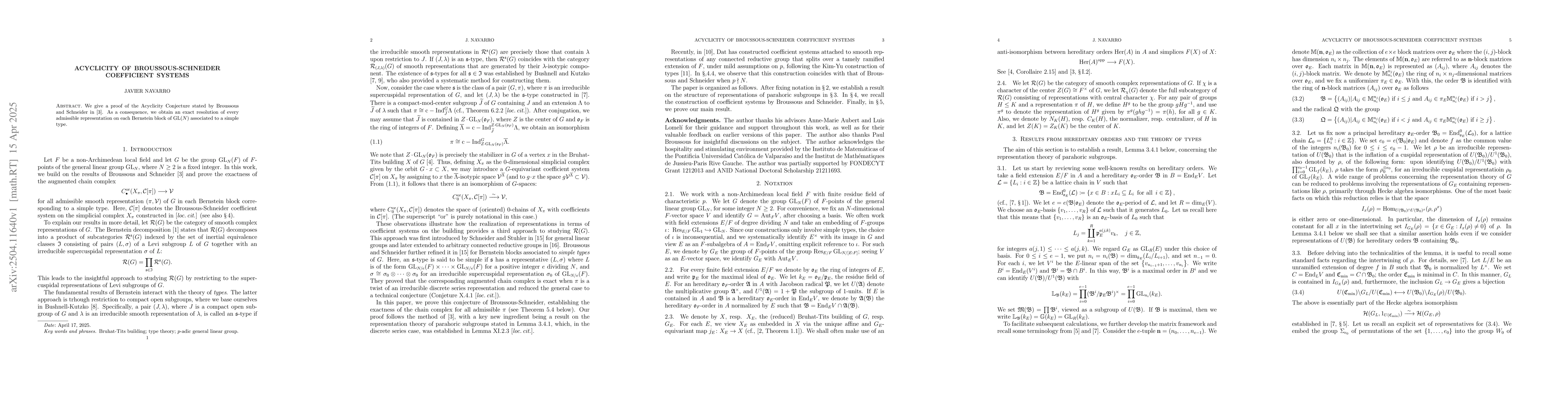 Thumbnail for Acyclicity Of Broussous-Schneider coefficient systems