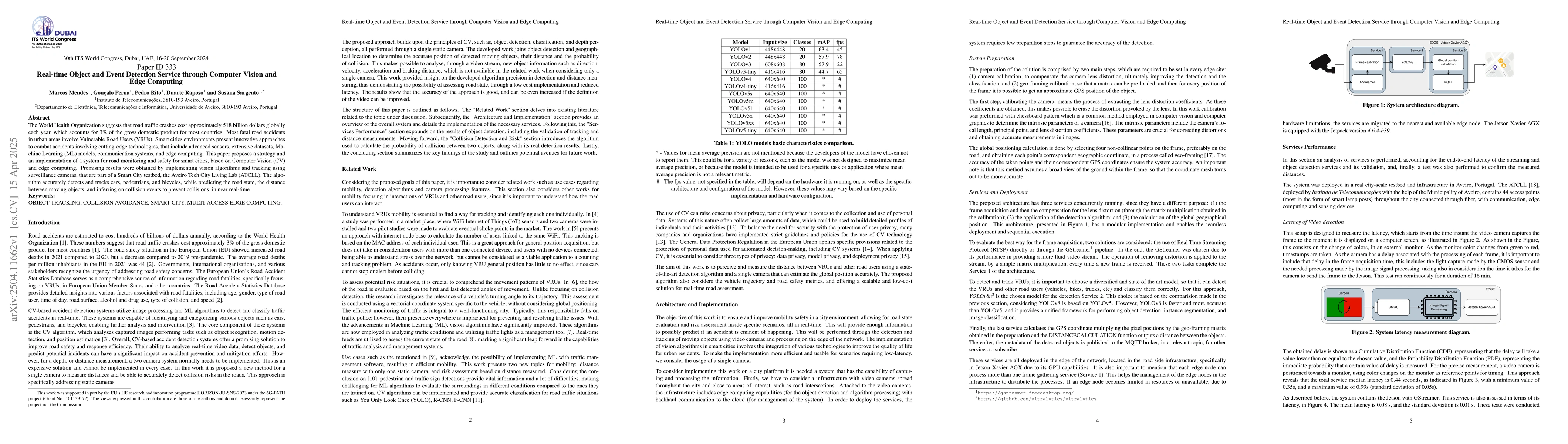 Thumbnail for Real-time Object and Event Detection Service through Computer Vision and
  Edge Computing
