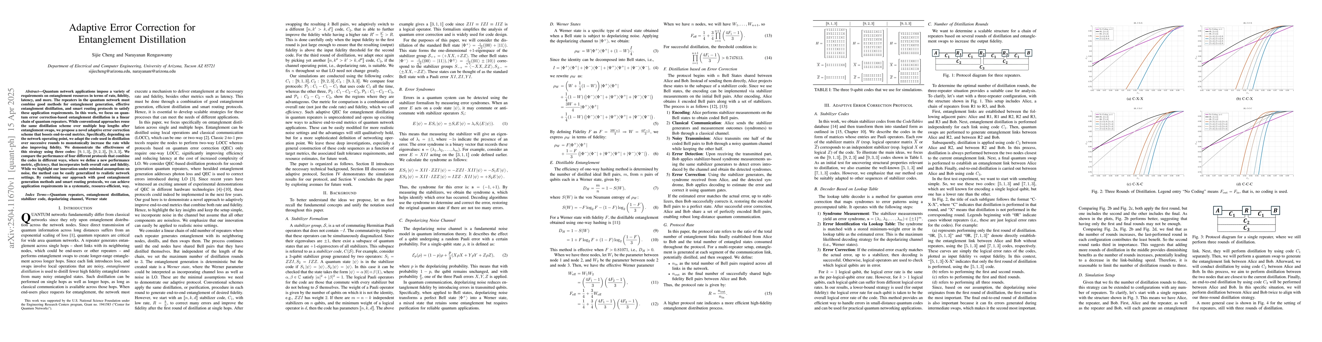 Thumbnail for Adaptive Error Correction for Entanglement Distillation