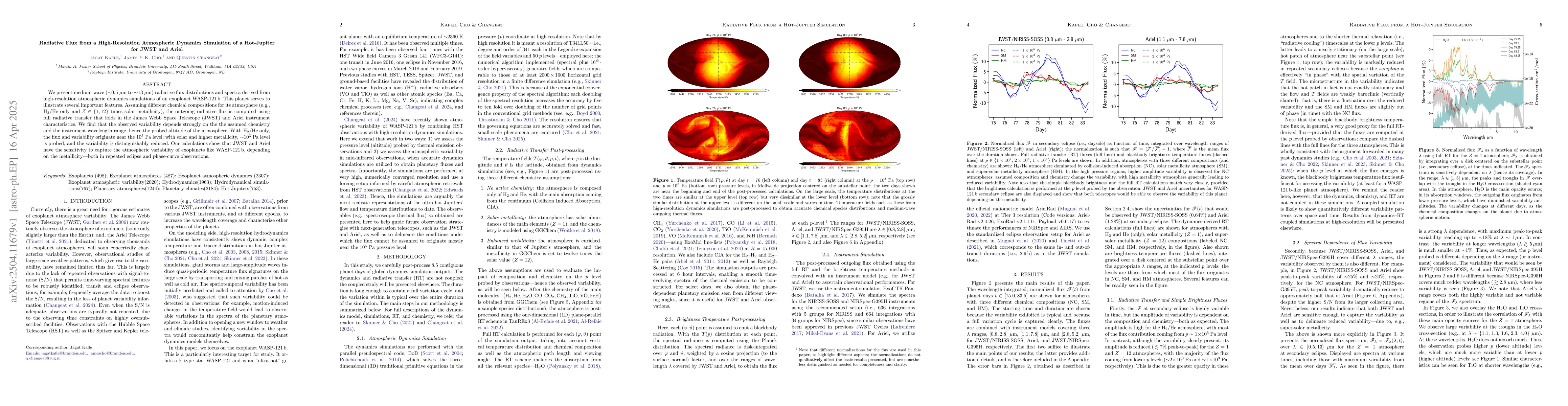 Thumbnail for Radiative Flux from a High-Resolution Atmospheric Dynamics Simulation of
  a Hot-Jupiter for JWST and Ariel
