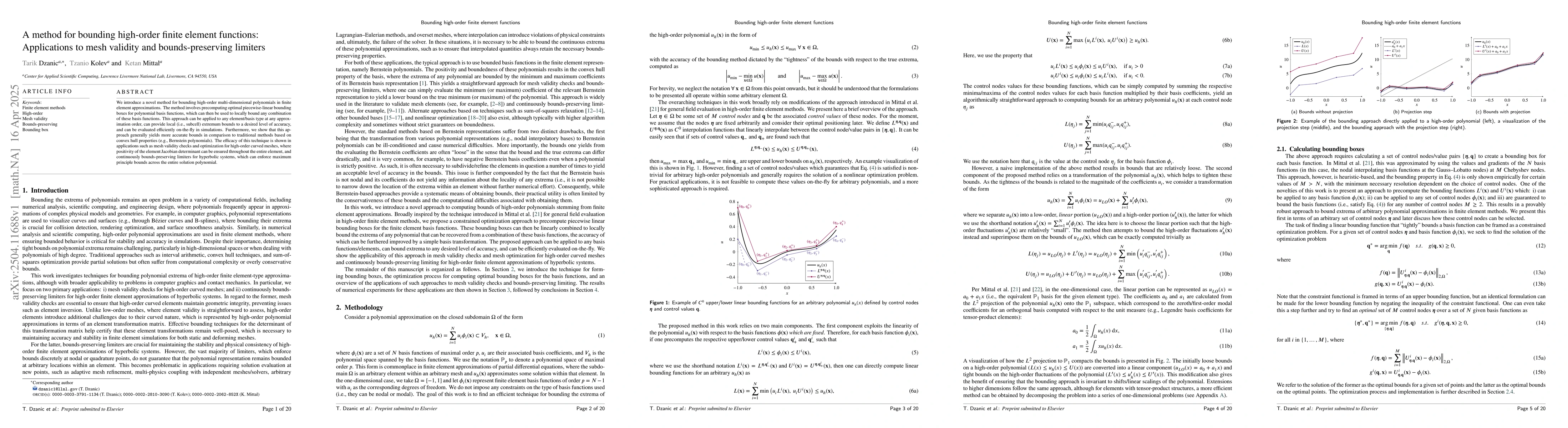 Thumbnail for A method for bounding high-order finite element functions: Applications
  to mesh validity and bounds-preserving limiters