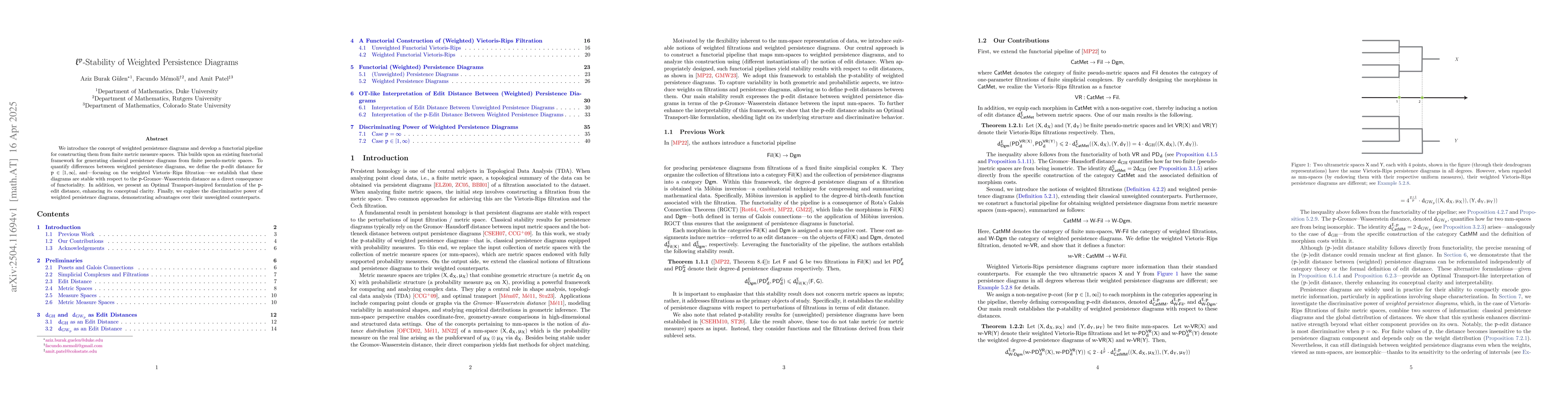 Thumbnail for $\ell^p$-Stability of Weighted Persistence Diagrams