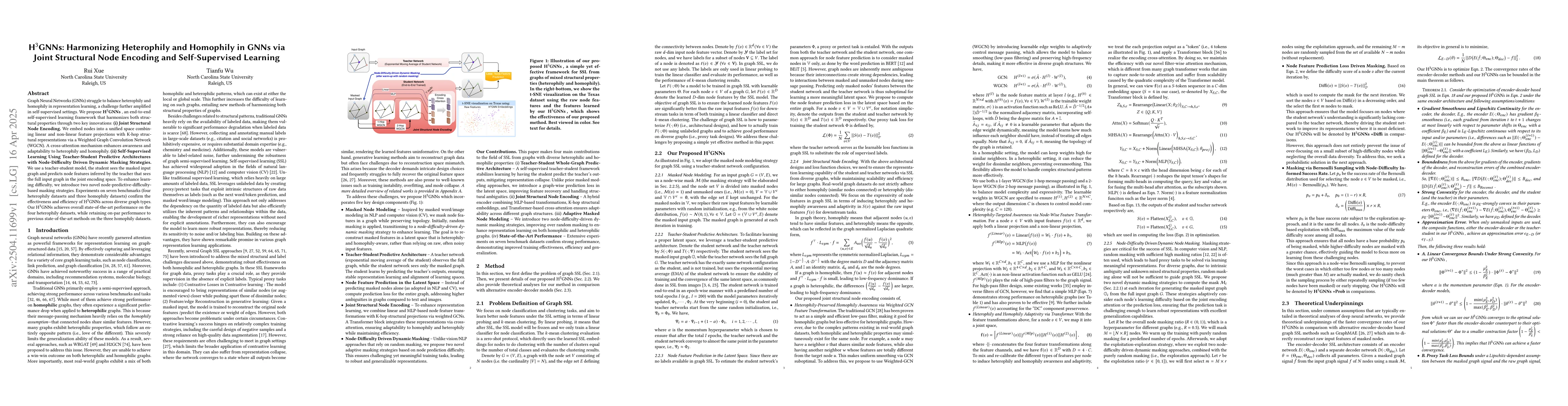Thumbnail for H$^3$GNNs: Harmonizing Heterophily and Homophily in GNNs via Joint
  Structural Node Encoding and Self-Supervised Learning