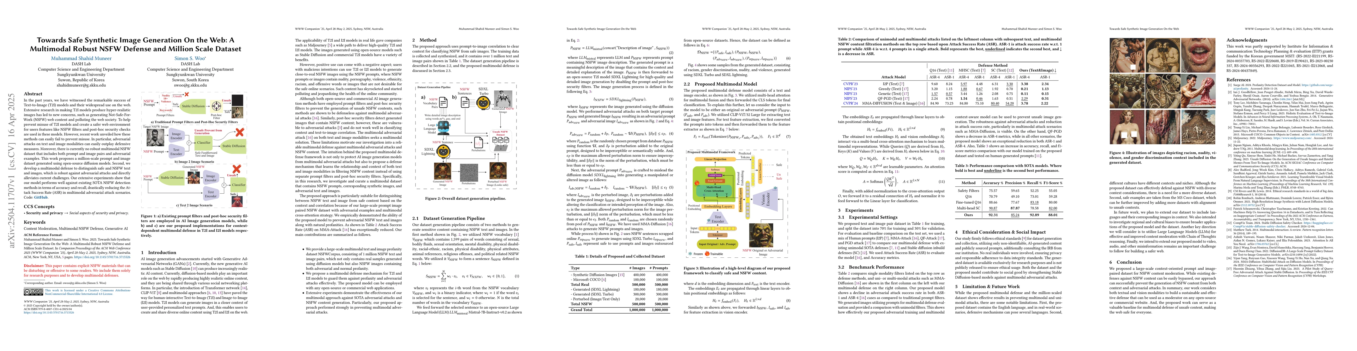 Thumbnail for Towards Safe Synthetic Image Generation On the Web: A Multimodal Robust
  NSFW Defense and Million Scale Dataset