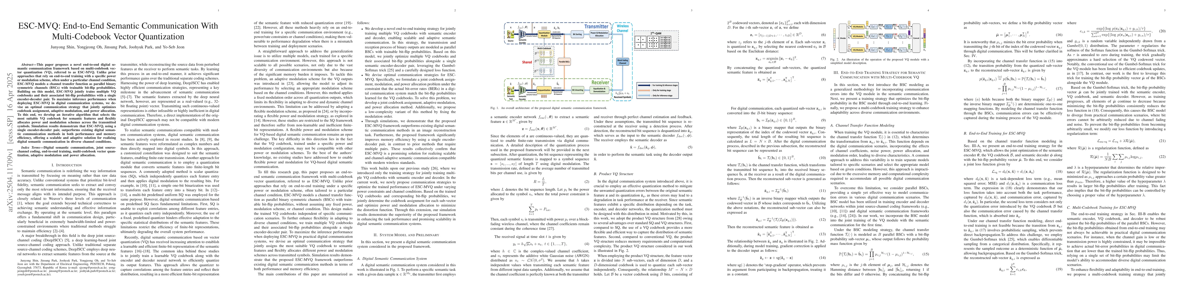 Thumbnail for ESC-MVQ: End-to-End Semantic Communication With Multi-Codebook Vector
  Quantization