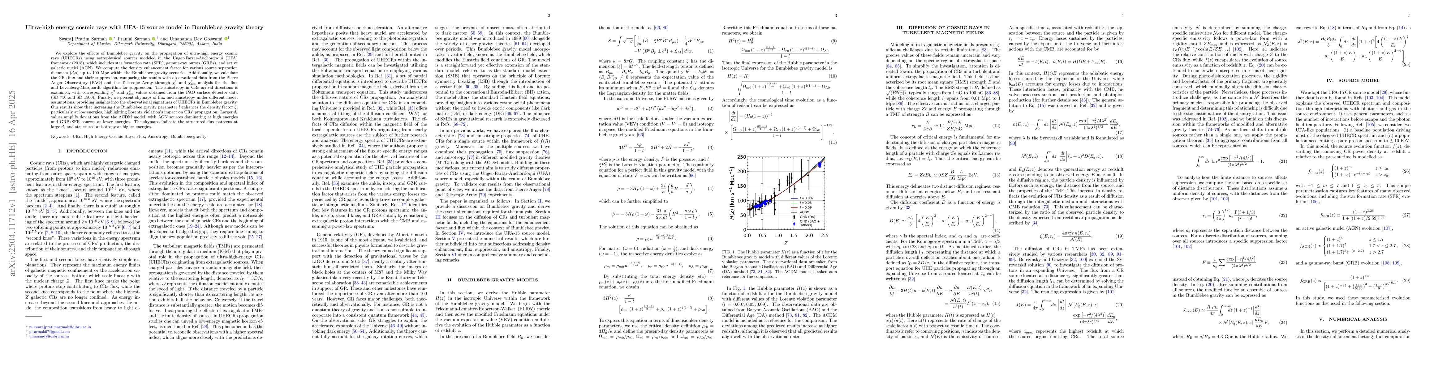 Thumbnail for Ultra-high energy cosmic rays with UFA-15 source model in Bumblebee
  gravity theory