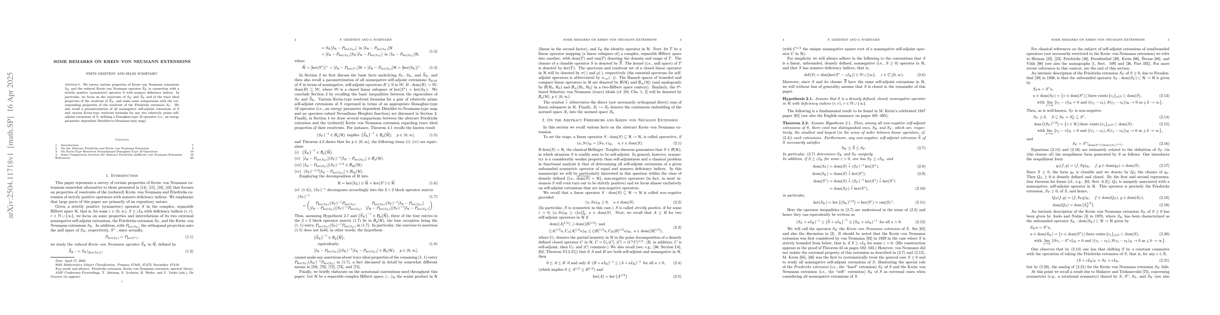 Thumbnail for Some Remarks On Krein--von Neumann Extensions