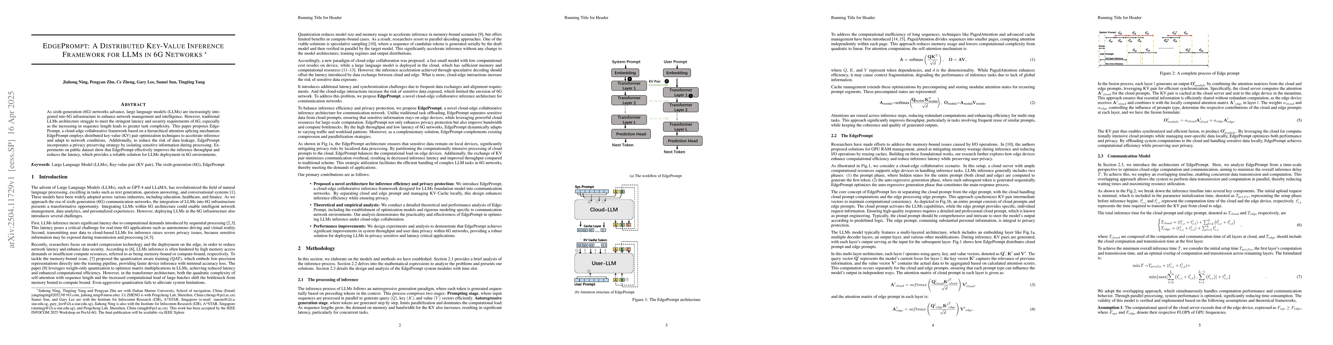 Thumbnail for EdgePrompt: A Distributed Key-Value Inference Framework for LLMs in 6G
  Networks