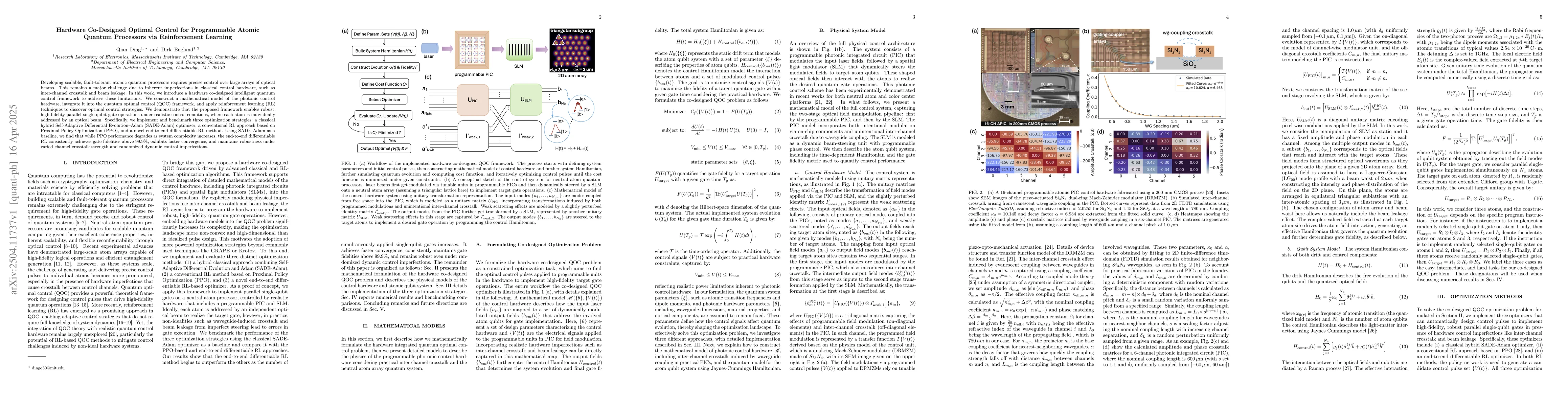 Thumbnail for Hardware Co-Designed Optimal Control for Programmable Atomic Quantum
  Processors via Reinforcement Learning