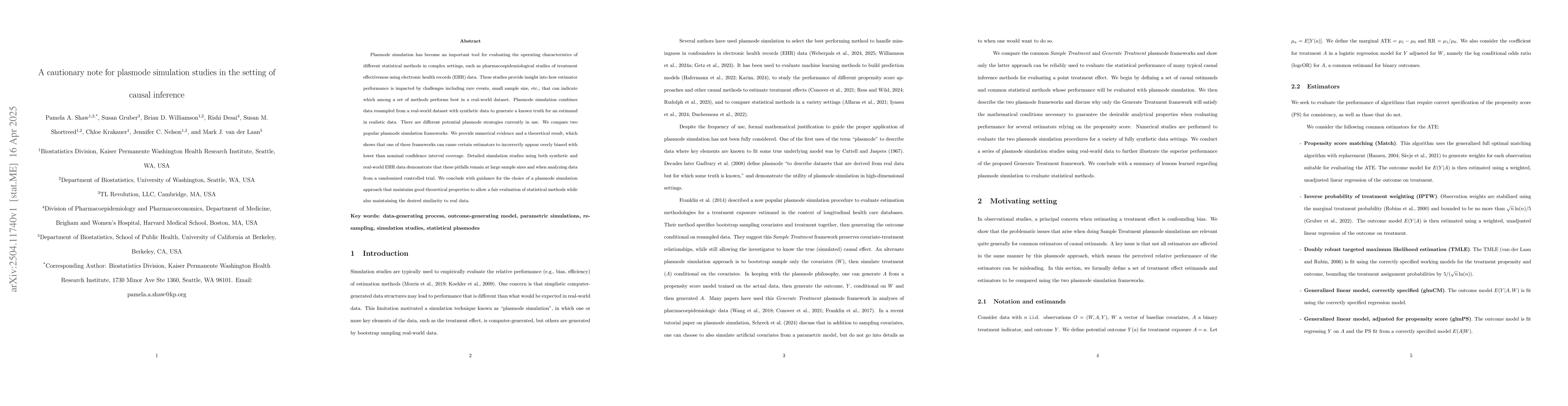 Thumbnail for A cautionary note for plasmode simulation studies in the setting of
  causal inference
