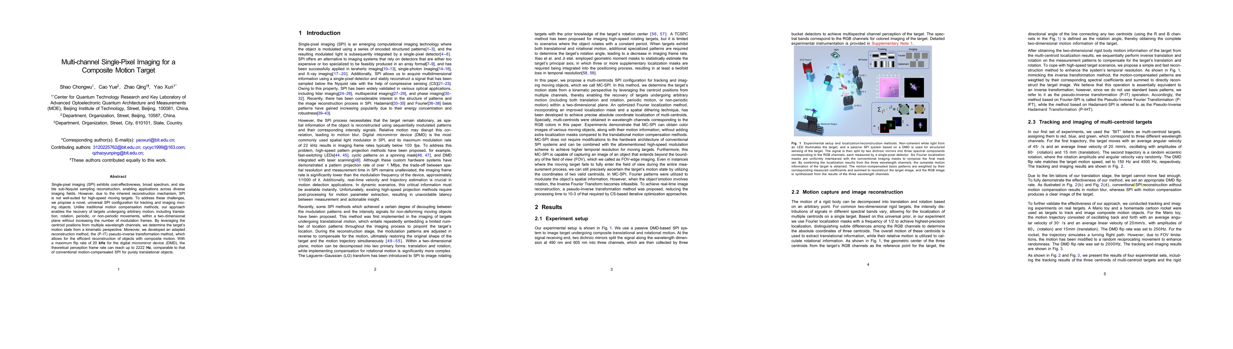 Thumbnail for Multi-channel Single-Pixel Imaging for a Composite Motion Target