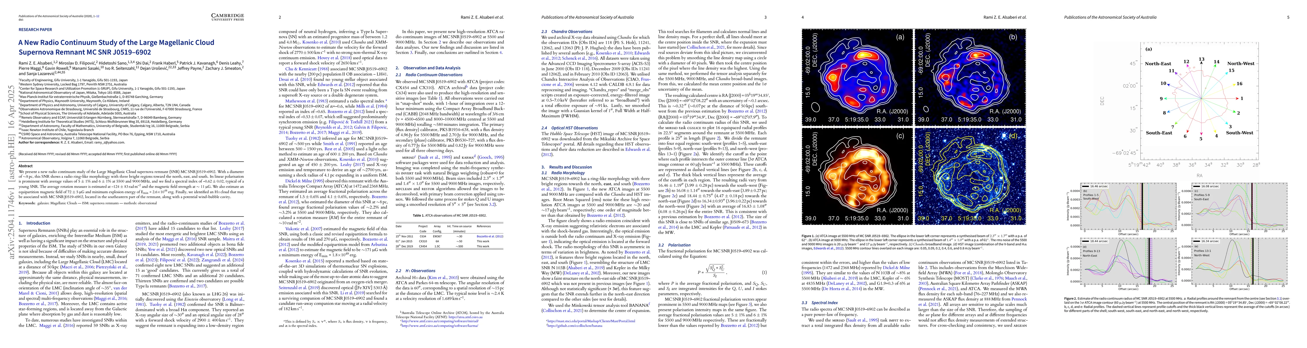 Thumbnail for A New Radio Continuum Study of the Large Magellanic Cloud Supernova
  Remnant MC SNR J0519-6902