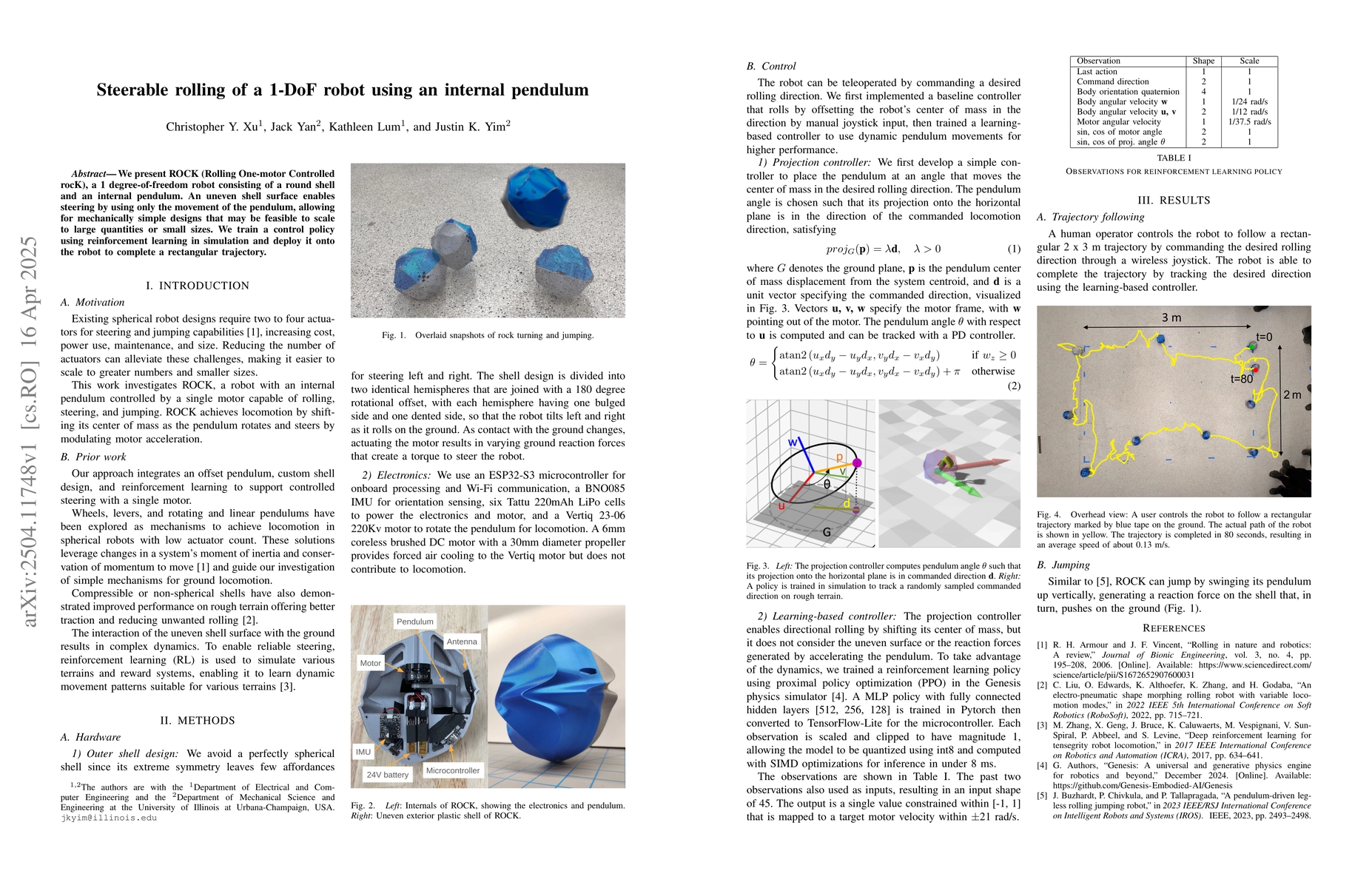 Thumbnail for Steerable rolling of a 1-DoF robot using an internal pendulum