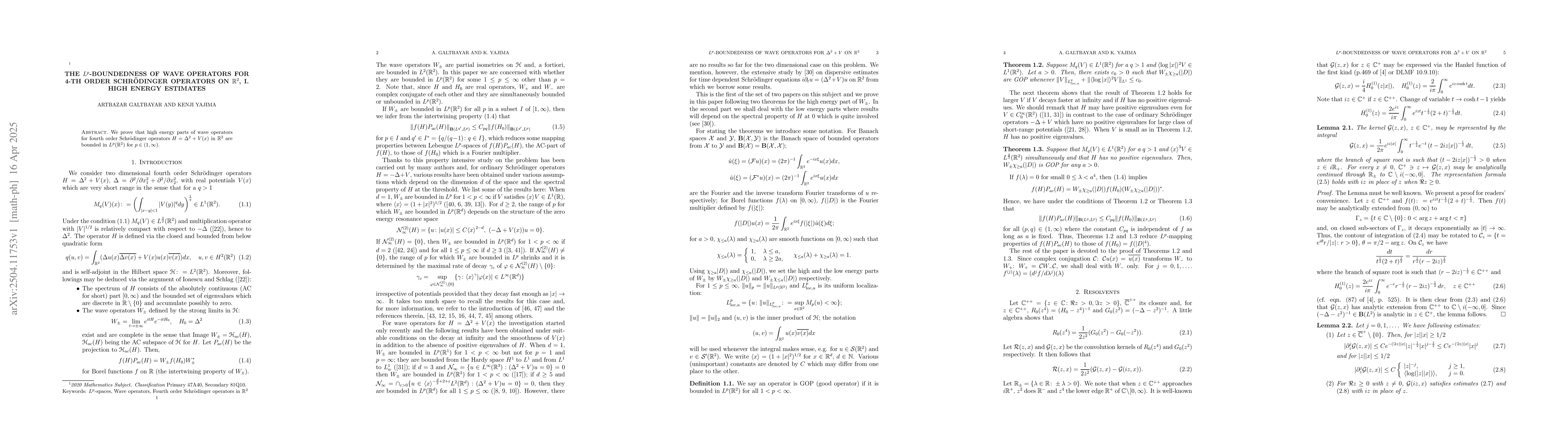 Thumbnail for The $L^p$-boundedness of wave operators for 4-th order Schrödinger
  operators on $\mathbb{R}^2$, I