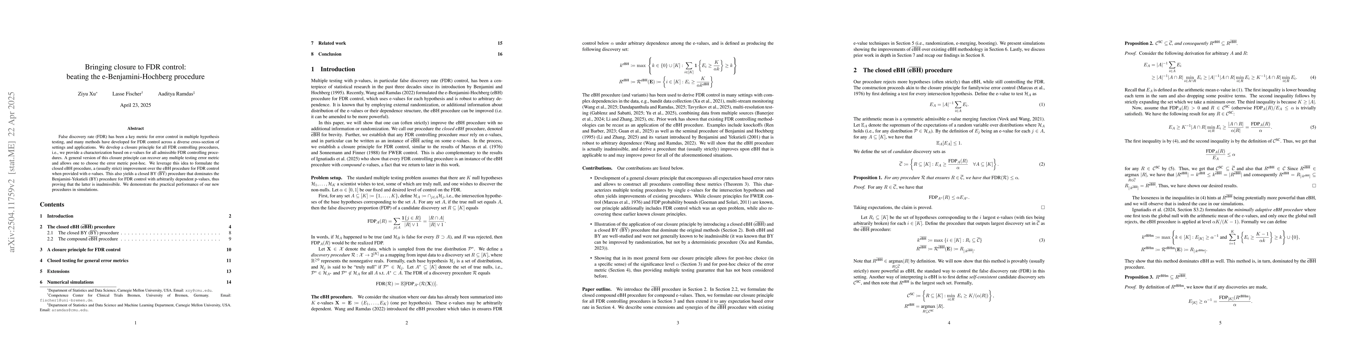 Thumbnail for Bringing closure to FDR control: beating the e-Benjamini-Hochberg
  procedure