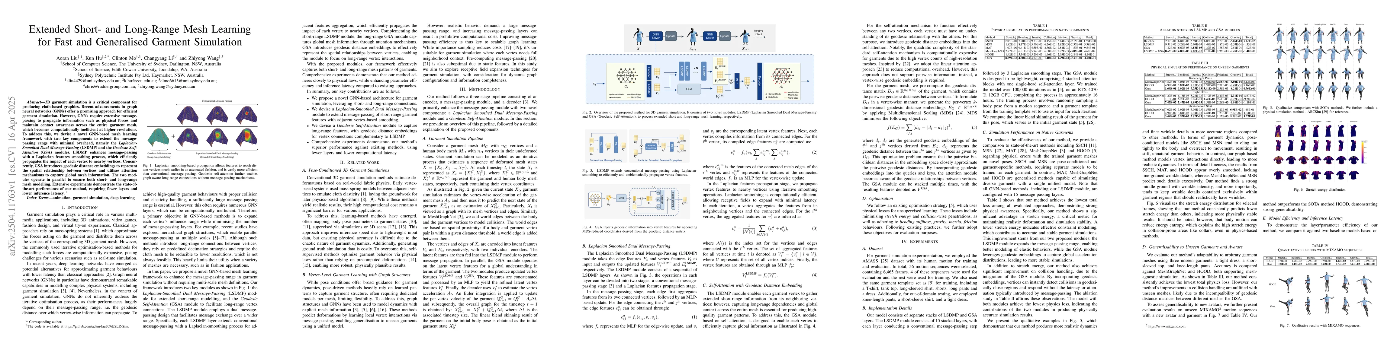 Thumbnail for Extended Short- and Long-Range Mesh Learning for Fast and Generalized
  Garment Simulation