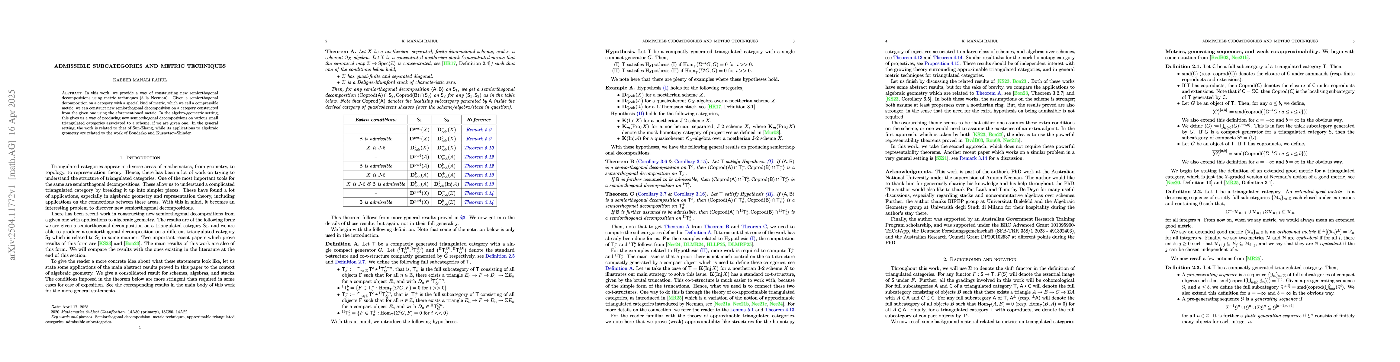 Thumbnail for Admissible subcategories and metric techniques