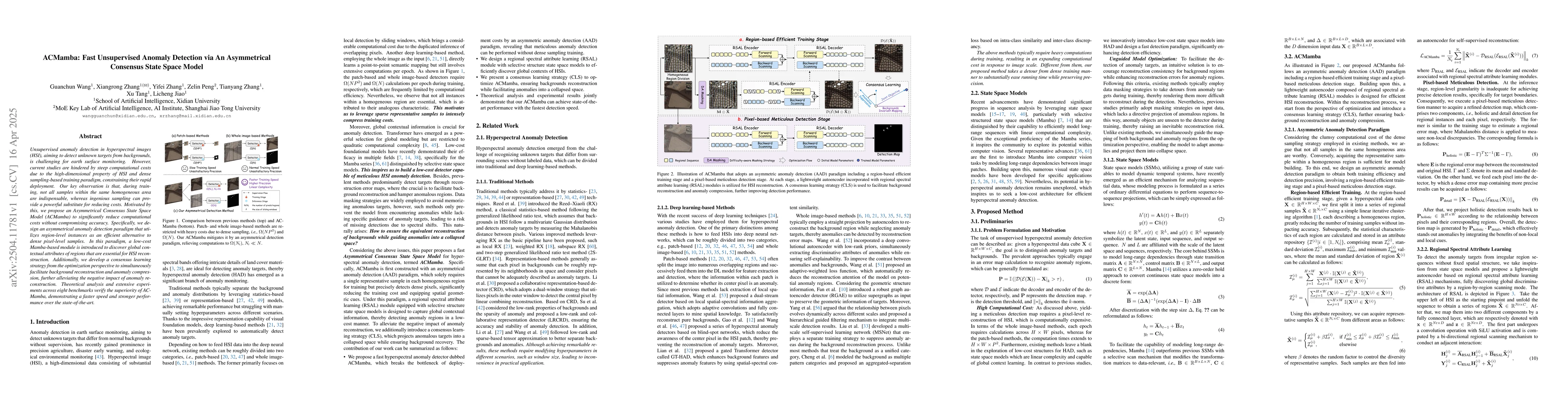 Thumbnail for ACMamba: Fast Unsupervised Anomaly Detection via An Asymmetrical
  Consensus State Space Model