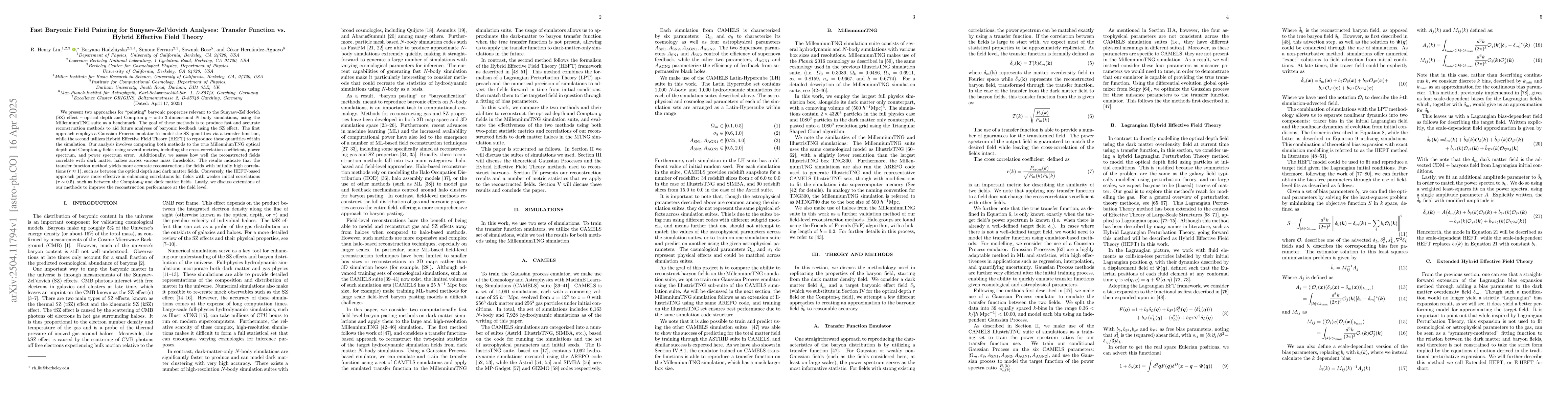 Thumbnail for Fast Baryonic Field Painting for Sunyaev-Zel'dovich Analyses: Transfer
  Function vs. Hybrid Effective Field Theory