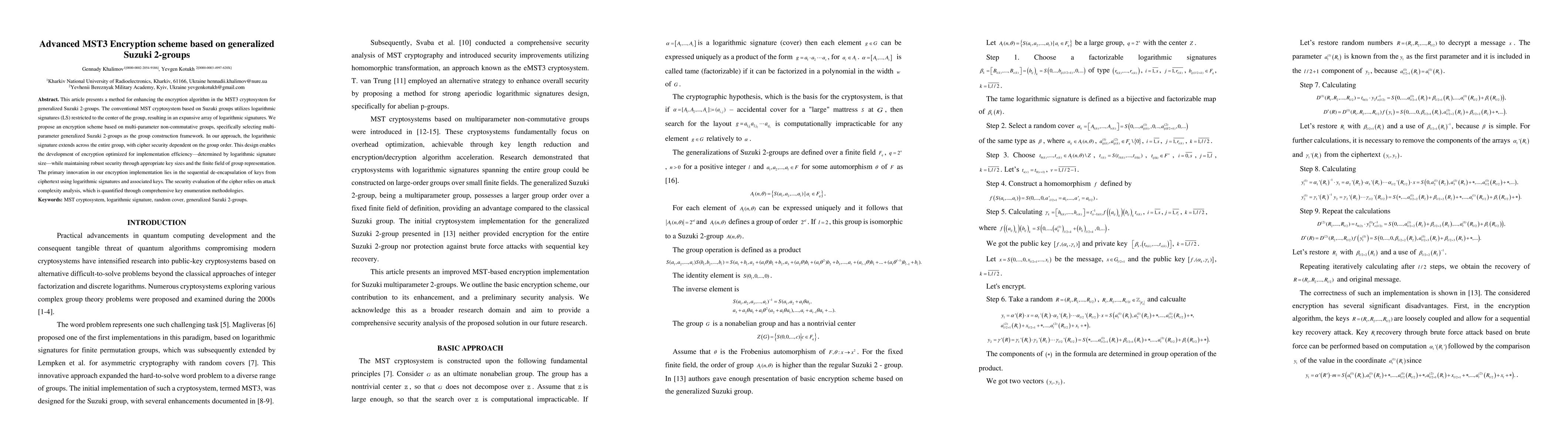 Thumbnail for Advanced MST3 Encryption scheme based on generalized Suzuki 2-groups