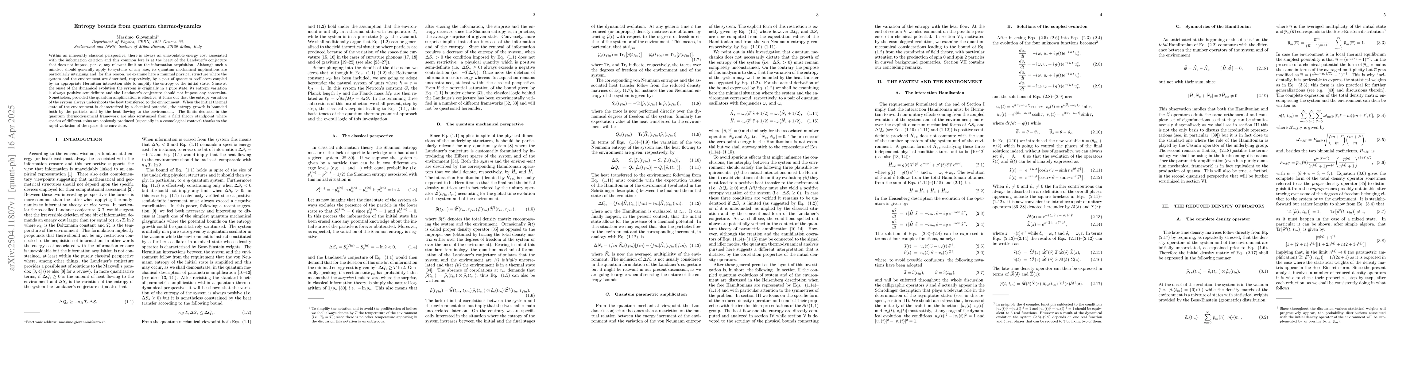 Thumbnail for Entropy bounds from quantum thermodynamics