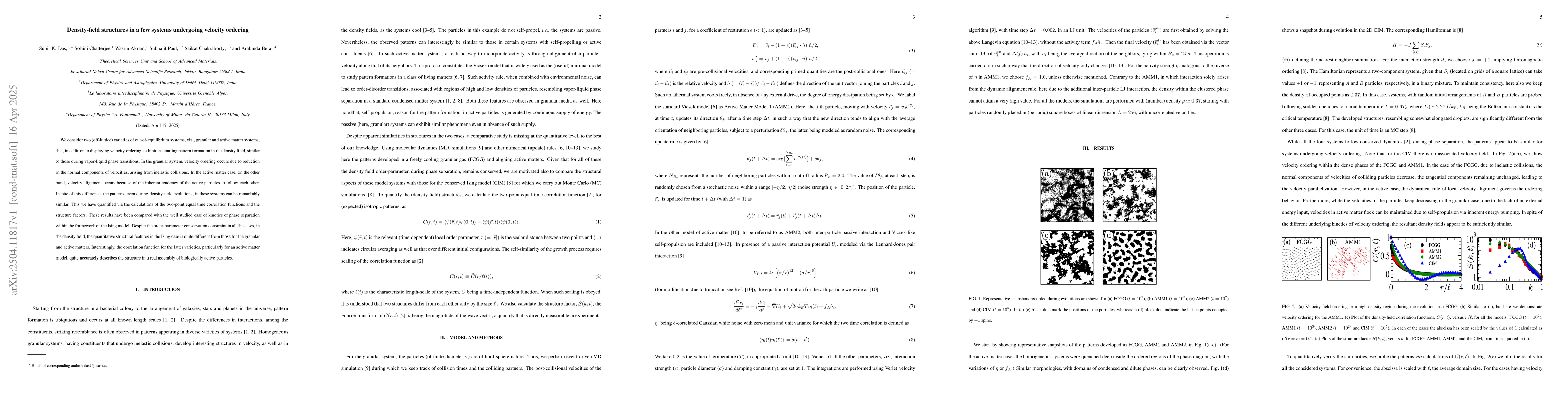Thumbnail for Density-field structures in a few systems undergoing velocity ordering