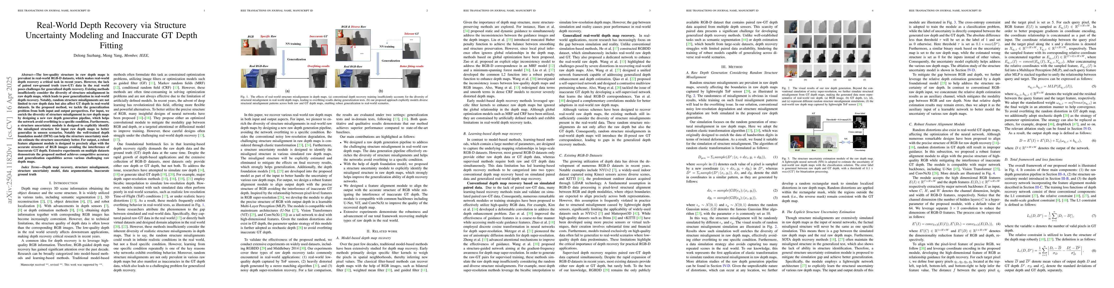 Thumbnail for Real-World Depth Recovery via Structure Uncertainty Modeling and
  Inaccurate GT Depth Fitting