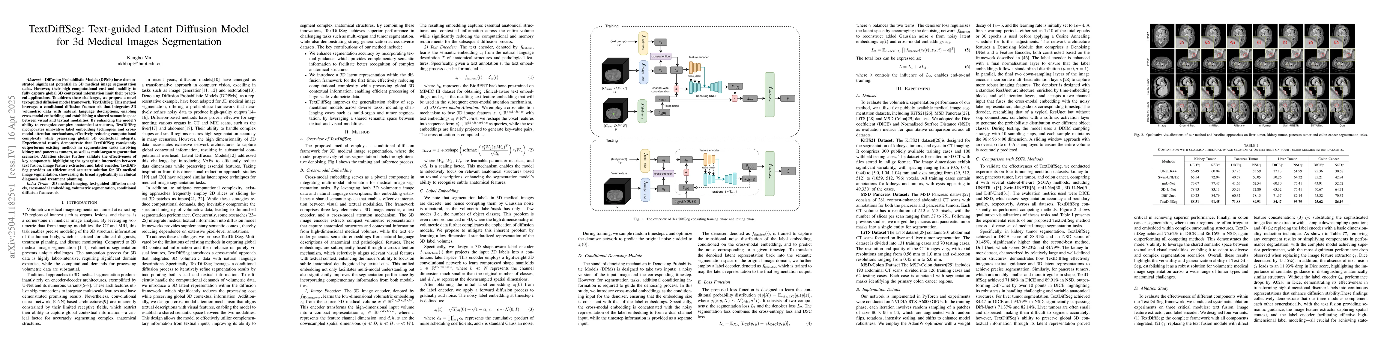 Thumbnail for TextDiffSeg: Text-guided Latent Diffusion Model for 3d Medical Images
  Segmentation
