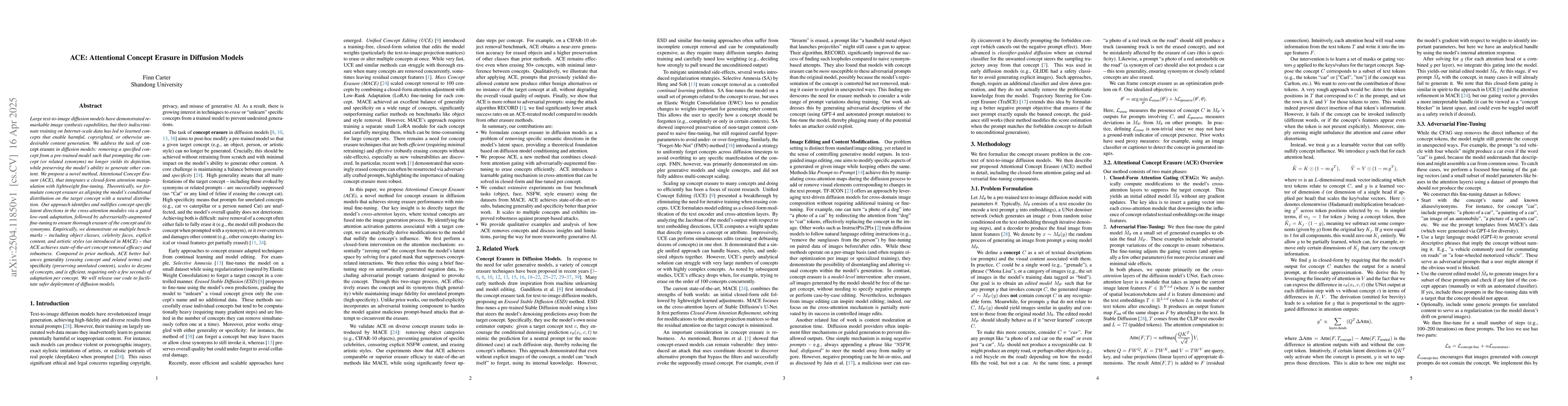 Thumbnail for ACE: Attentional Concept Erasure in Diffusion Models