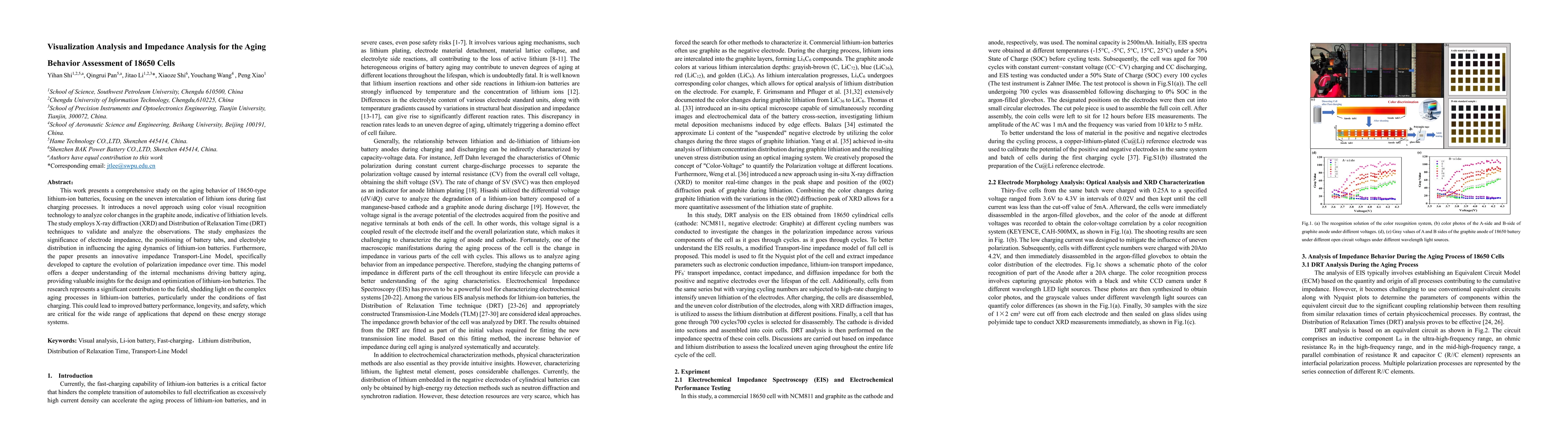 Thumbnail for Visualization Analysis and Impedance Analysis for the Aging Behavior
  Assessment of 18650 Cells