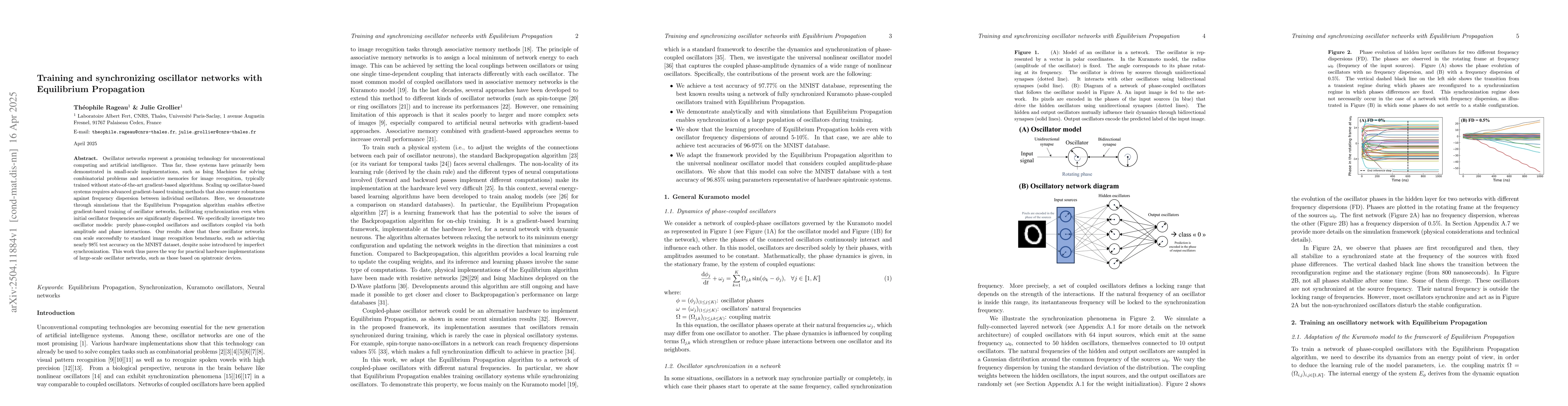 Thumbnail for Training and synchronizing oscillator networks with Equilibrium
  Propagation
