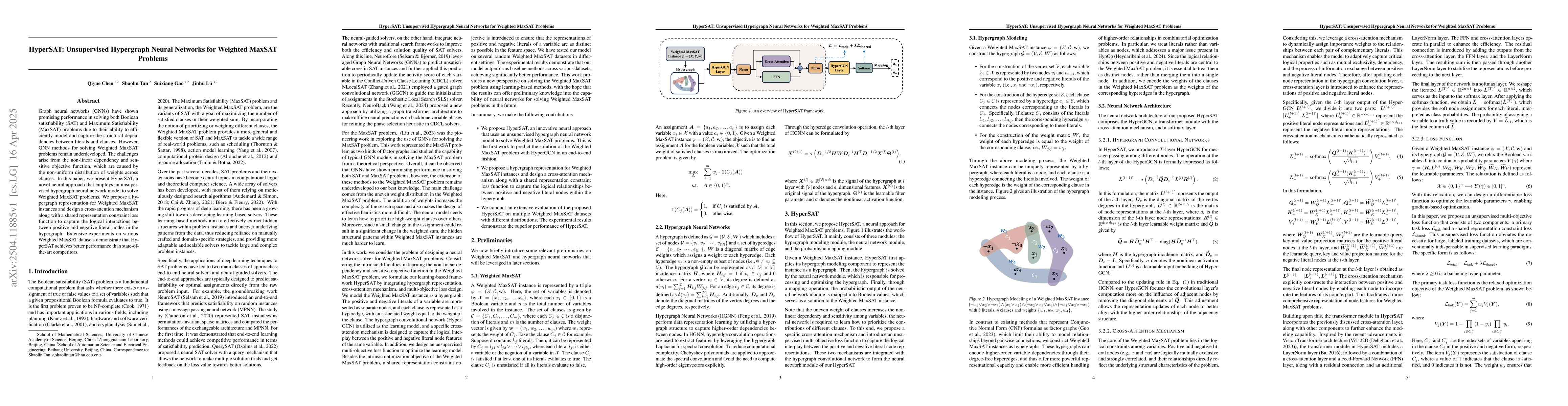 Thumbnail for HyperSAT: Unsupervised Hypergraph Neural Networks for Weighted MaxSAT
  Problems