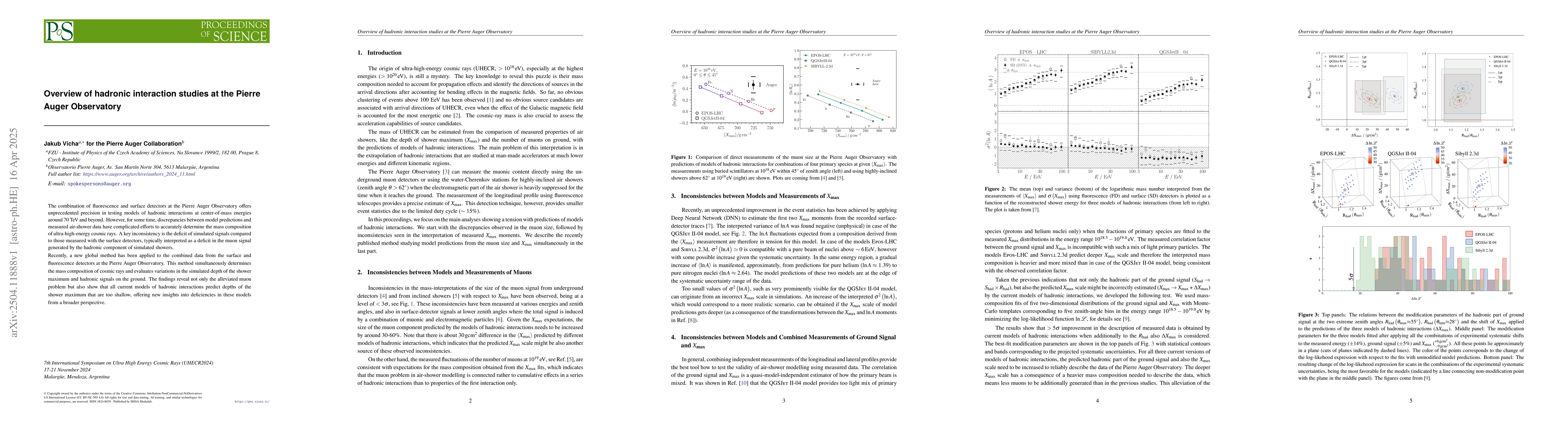 Thumbnail for Overview of hadronic interaction studies at the Pierre Auger Observatory