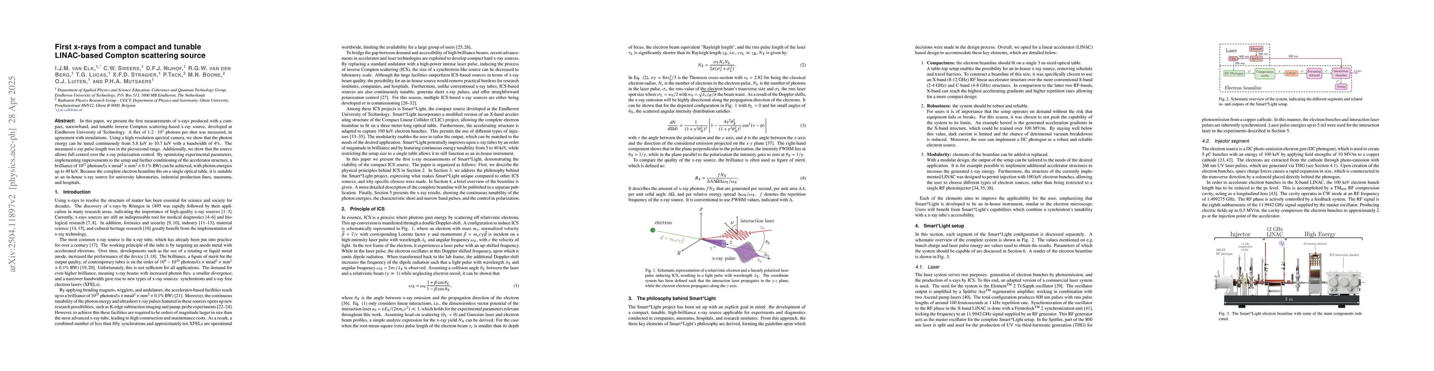 Thumbnail for First x-rays from a compact and tunable LINAC-based Compton scattering
  source