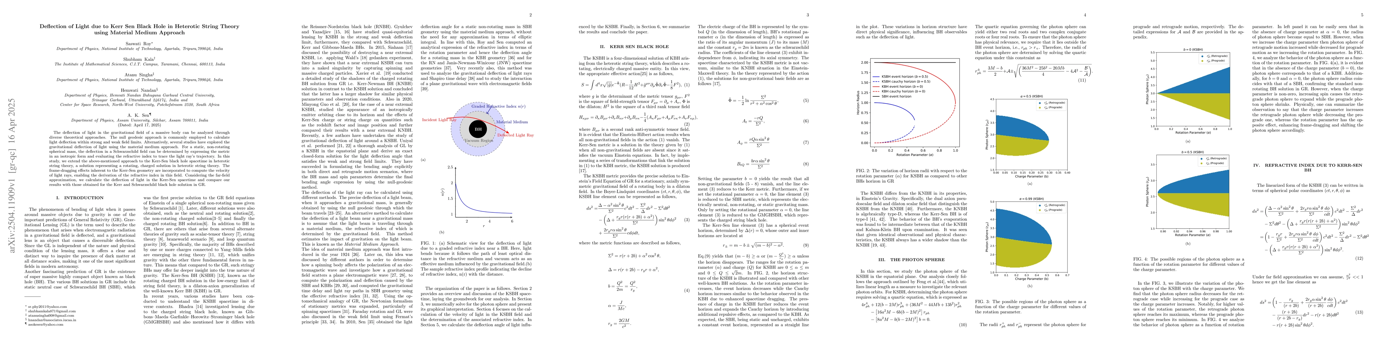 Thumbnail for Deflection of Light due to Kerr Sen Black Hole in Heterotic String
  Theory using Material Medium Approach
